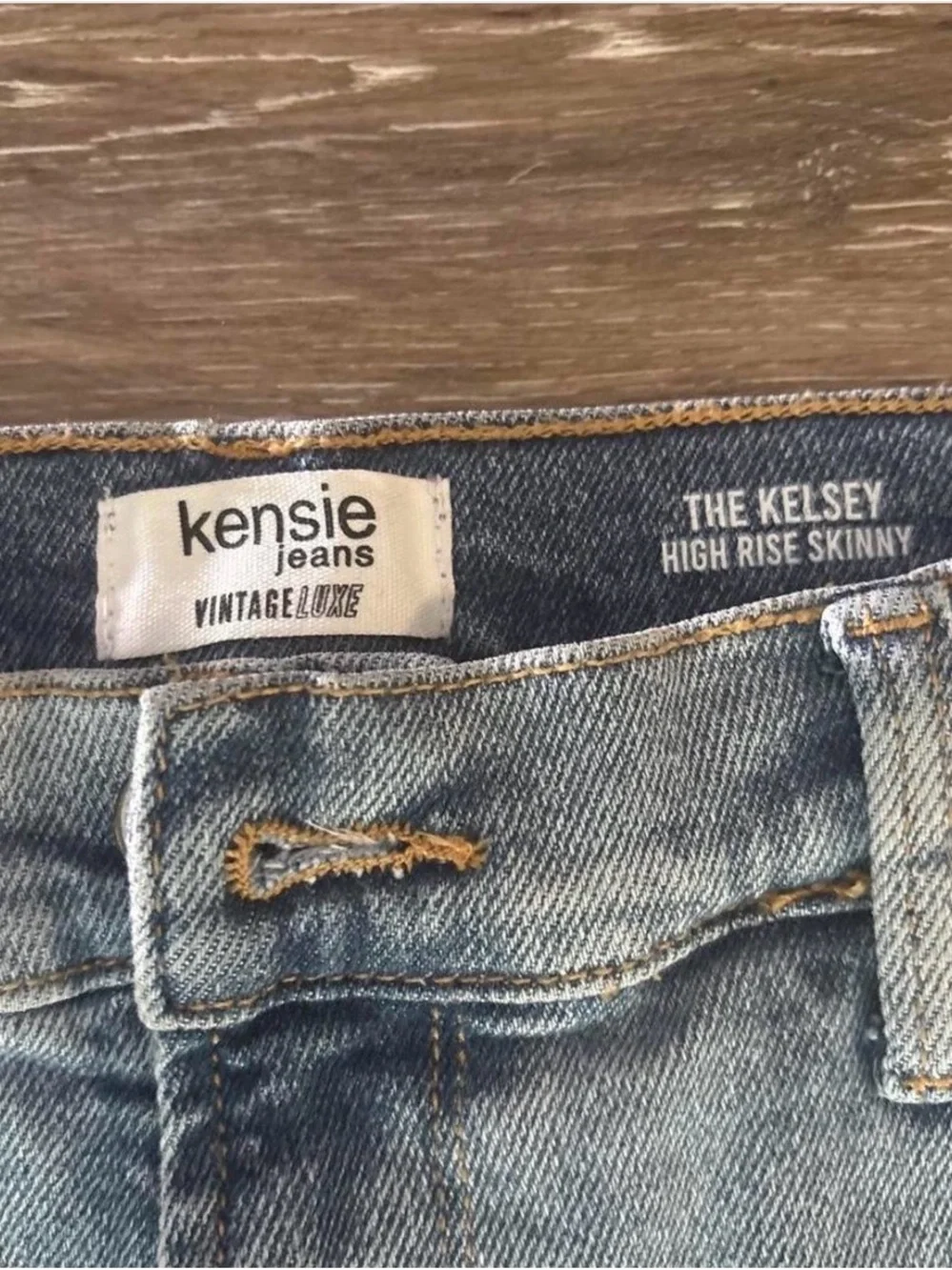 Kensie Light Blue Skinny Jeans with Frayed Hem - Picture 2 of 2